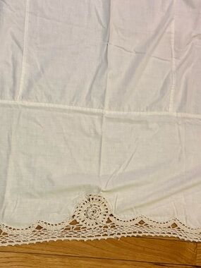 VTG Cotton Cream Crochet Lace Edge Bed Skirt Dust Ruffle cottage country